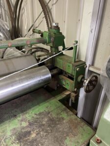 （中古）長谷川ウッドテック（長谷川鉄工）　糊付け機　グルースプレッダ　HGM-35W　有効幅1000㎜